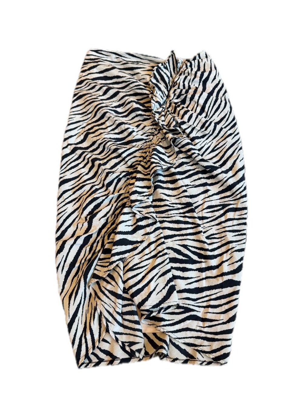 A.L.C. Zebra Print Ruched Front Pencil Skirt Silk Pencil Straight Size 2 Women's